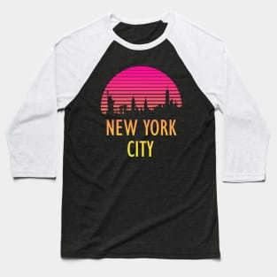 New York City 80s Tropical Sunset Baseball T-Shirt